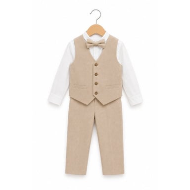 TERNO BEIGE PARA NIÑO PANTALÓN, CHALECO Y CORBATA - 1