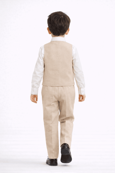 CONJUNTO BEIGE TRAJE FORMAL PANTALÓN, CHALECO Y CORBATA - 4