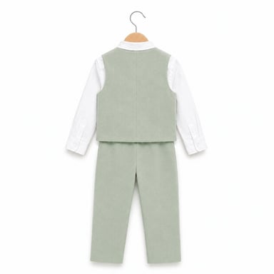 TERNO VERDE OLIVO PARA NIÑO PANTALÓN CHALECO Y CORBATA - 2