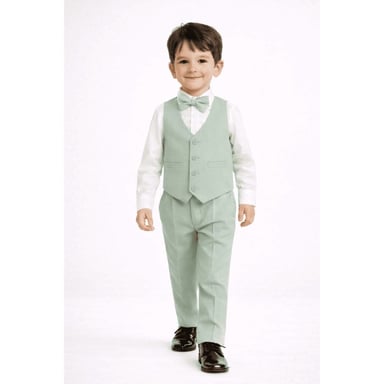 CONJUNTO VERDE OLIVA TRAJE FORMAL PANTALÓN, CHALECO Y CORBATA - 1