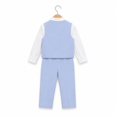 CONJUNTO BAUTIZO CELESTE TRAJE FORMAL PANTALÓN, CHALECO Y CORBATA - 4