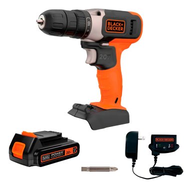 TALADRO ATORNILLADOR 3/8 20V 1 BAT + SET 9 BROCAS NARANJA BLACK + DECKER - 2