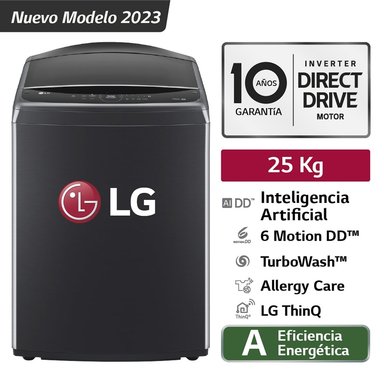 LAVADORA LG 25KG SUPERIOR 6 MOTION DD AI DD NEGRO PLATEADO WT25PBVS6 - 1