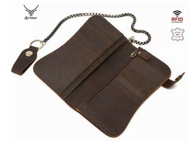 BILLETERA ARMUZ CUERO CAFÉ CON PROTECCIÓN RFID HOMBRE 8810 - 2