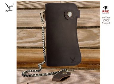 BILLETERA ARMUZ CUERO CAFÉ CON PROTECCIÓN RFID HOMBRE 8810 - 4