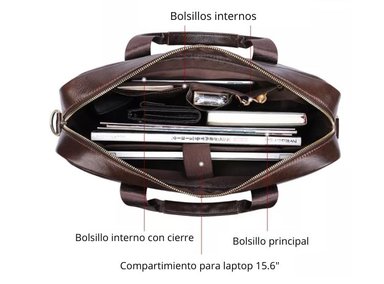 MALETÍN ARMUZ 5011 CUERO CAFÉ PERSEO (LAPTOP 15.6' - 3
