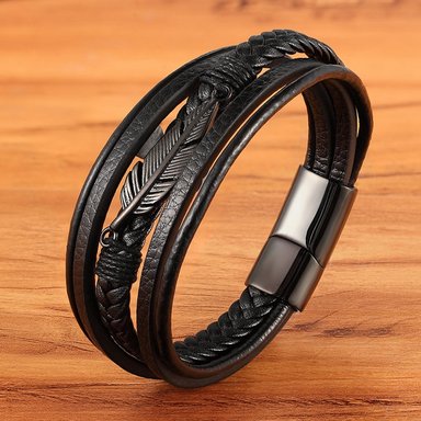 PULSERA DE CUERO HOJA - 1