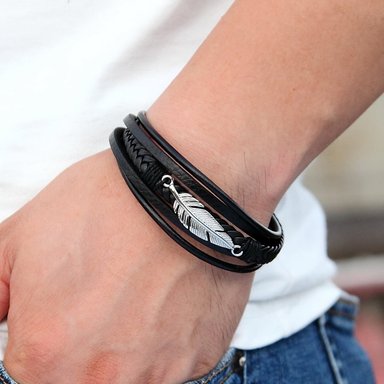 PULSERA DE CUERO HOJA - 2