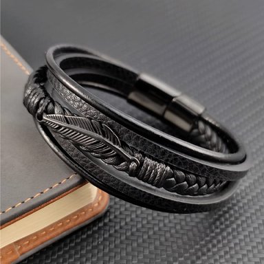 PULSERA DE CUERO HOJA - 4