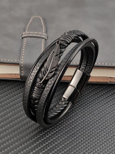 PULSERA DE CUERO HOJA - 6