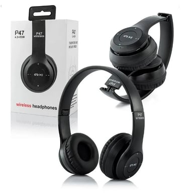 AURICULARES INALÁMBRICOS P47 BLUETOOTH DISEÑO PLEGABLE, AJUSTABLE Y CÓMODO - 1