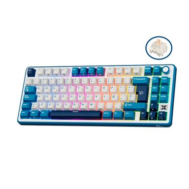 TECLADO ROYAL KLUDGE RK X87 INALÁMBRICO BLUE - BEIGE SWITCH - 1