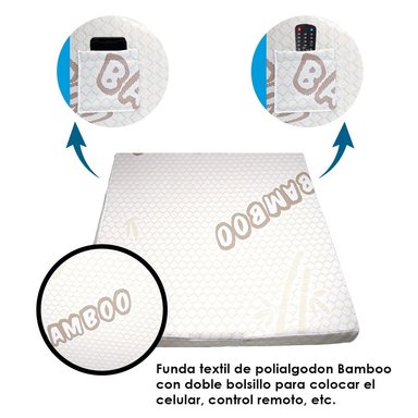 ALMOHADA TERAFLEX ANTIREFLUJO BAMBOO MEMORY FOAM COJÍN 64 X 60 X 30 CM - 5