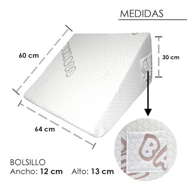 ALMOHADA TERAFLEX ANTIREFLUJO BAMBOO MEMORY FOAM COJÍN 64 X 60 X 30 CM - 6