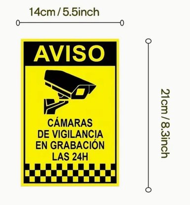 04 STICKER camara SEGURIDAD VIGILANCIA 24 HORAS ANTI ROBO LADRONES - 2