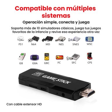 CONSOLA VAYAVA X2 PLUS MULTIPLATAFORMA GAME STICK 4K HD 64 GB PS1 PSP SN64 30000 JUEGOS CON MANDOS RECARGABLES - 3