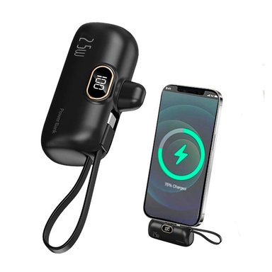 MINI CARGADOR PORTÁTIL DEMGEL DE-2028 PARA ANDROID Y IPHONE 6500 MAH PD 25W NEGRO - 1