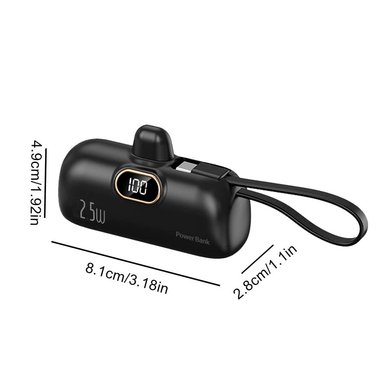 MINI CARGADOR PORTÁTIL DEMGEL DE-2028 PARA ANDROID Y IPHONE 6500 MAH PD 25W NEGRO - 6