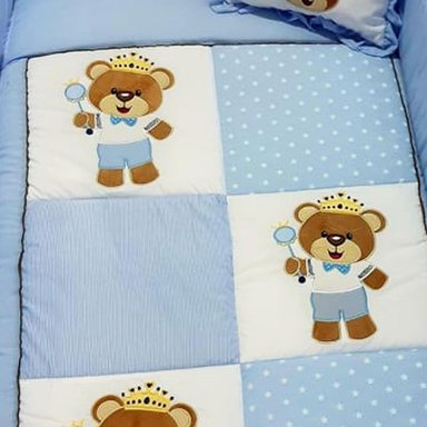 SET CUNA BABY MERINOS ALGODÓN MULTICOLOR Y PROTECTOR TRADICIÓN OSITO REY - 2