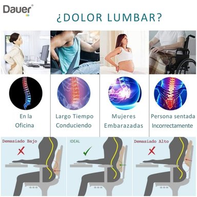 COJÍN LUMBAR RESPALDAR DAUER GEL TECH VISCOELASTICO DE BAMBU CON BOLSILLO Y FORRO NEGRO - 3