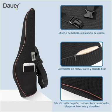COJÍN LUMBAR RESPALDAR DAUER GEL TECH VISCOELASTICO DE BAMBU CON BOLSILLO Y FORRO NEGRO - 5
