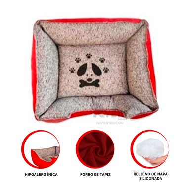 CAMA PERROS DE COLOR ROJO EN TALLA S + PAPEL DE REGALO RYBIU - 2