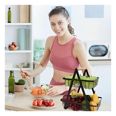 SET FRUTERO RYBIU CO30415 ACERO INOXIDABLE NEGRO PRACTICO 2 PARTES + PAPEL REGALO - 2