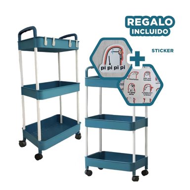 ESTANTE RYBIU HO30739 AZUL ORGANIZADOR 3 ALTURAS + REGALO STICKERS - 1