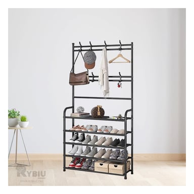 ZAPATERA RYBIU CURVO NEGRO CON PERCHERO + REGALO AGENDITA - 2