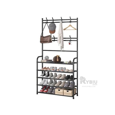 ZAPATERA RYBIU CURVO NEGRO CON PERCHERO + REGALO AGENDITA - 3