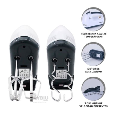 BATIDORA DE MANO RYBIU CO30188 PORTATIL ELECTRICA DE BLANCO Y+REGALO AGENDITA - 3