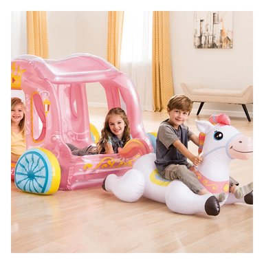 CARRUAJE RYBIU DE PRINCESA CON CABALLO PARA NIÑAS ROSADO - 2