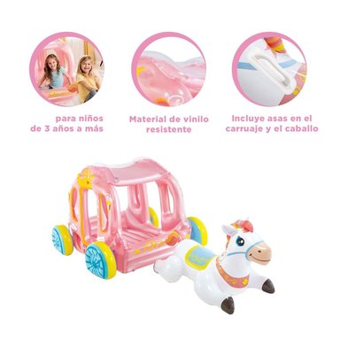 CARRUAJE RYBIU DE PRINCESA CON CABALLO PARA NIÑAS ROSADO - 3