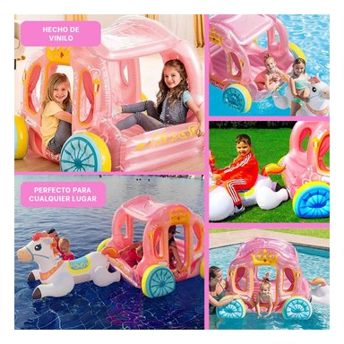 CARRUAJE RYBIU DE PRINCESA CON CABALLO PARA NIÑAS ROSADO - 5