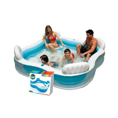 PILETA CON ASIENTOS 229 X 299 X 66 CM AMPLIA PARA RELAX FAMILIAR Y+REGALO STICKER - 3