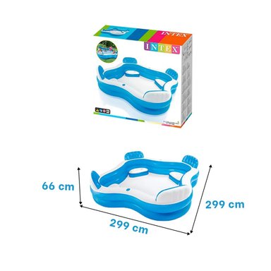 PILETA CON ASIENTOS 229 X 299 X 66 CM AMPLIA PARA RELAX FAMILIAR Y+REGALO STICKER - 4
