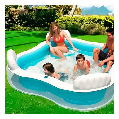 PILETA CON ASIENTOS 229 X 299 X 66 CM AMPLIA PARA RELAX FAMILIAR Y+REGALO STICKER - 5