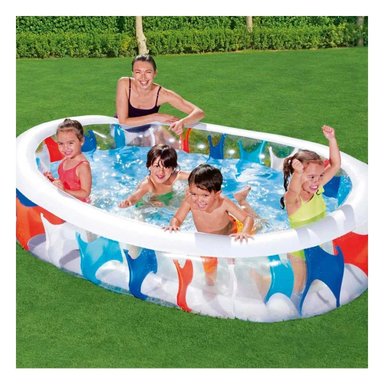 ALBERCA HOGAR ELIPTICA INFLABLE PARA VERANO CON ESTRUCTURA COMODA Y+PAPEL REGALO - 2