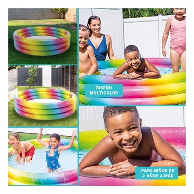 PILETA DE COLORES 147 X 33 CM INFLABLE PARA USO FAMILIAR EN VERANO - 5