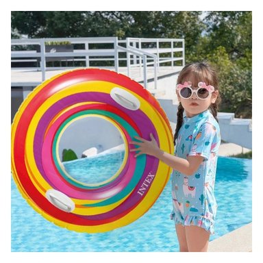 FLOTADOR ARCOIRIS EN TONO MORADO DE 91 CM PARA PISCINA Y DIVERSION - 3