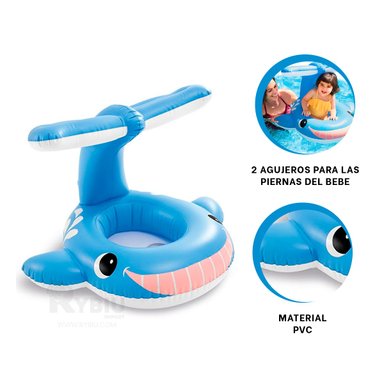 FLOTADOR BALLENA BEBE DE PVC EN COLOR CELESTE 56591NP - 3