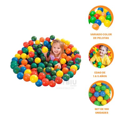 SET RYBIU DE 100 PELOTAS PARA PISCINA MULTICOLOR + PAPEL DE REGALO - 3