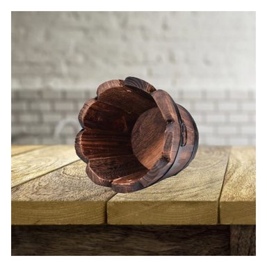 MACETERO RYBIU HO32300 BARRIL CON BORDE ONDEADO DE 15CM EN MARRON - 1