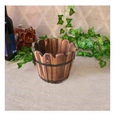MACETERO RYBIU HO32300 DE FLORES DE MADERA BARRIL 15CM + STICKERS - 2