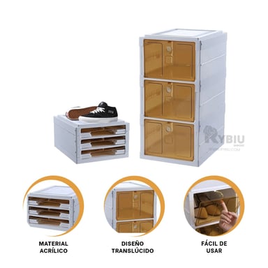 ZAPATERA RYBIU HO32422 BLANCO FUNCIONAL 3 NIVELES Y TAPA AMBAR + REGALO AGENDITA - 4