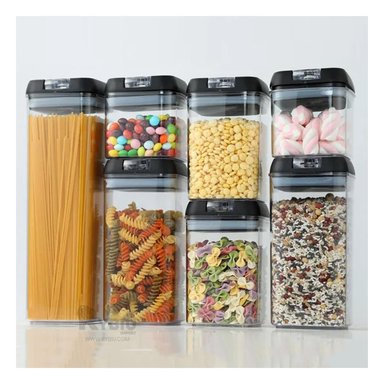 SET CONTENEDORES RYBIU CO30377 NEGRO PRACTICO 7 PIEZAS TAPA NEGRA + REGALO AGENDITA - 2