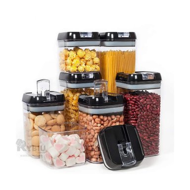 SET CONTENEDORES RYBIU CO30377 NEGRO PRACTICO 7 PIEZAS TAPA NEGRA + REGALO AGENDITA - 3