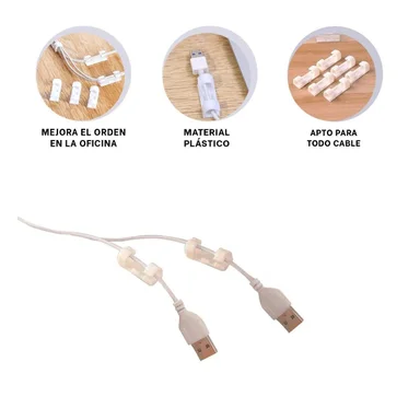 SUJETADORES ORGANIZADORES DE CABLES CON 16 PIEZAS COLOR BLANCO PARA ESCRITORIO - 3