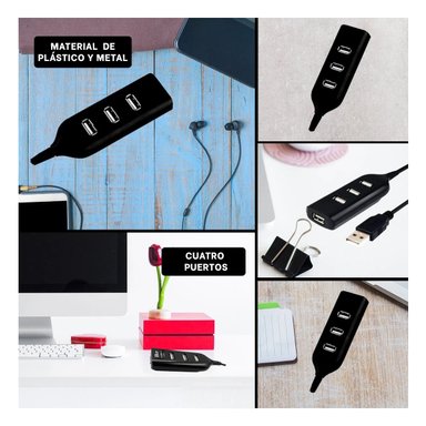 ADAPTADOR 4 PUERTOS RYBIU PEQUEÑO DE 1M COLOR NEGRO + POST-IT ADHESIVOS - 1
