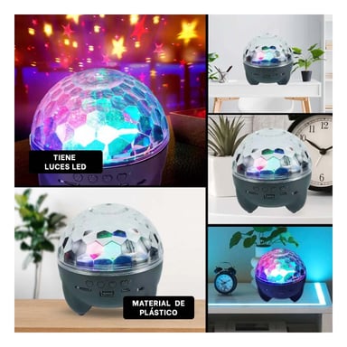 BOCINA PROYECTOR BLUETOOTH RYBIU TE30271 LUMINADOR LUCES DISCOTECA NEGRO + POST-IT ADHESIVOS - 1